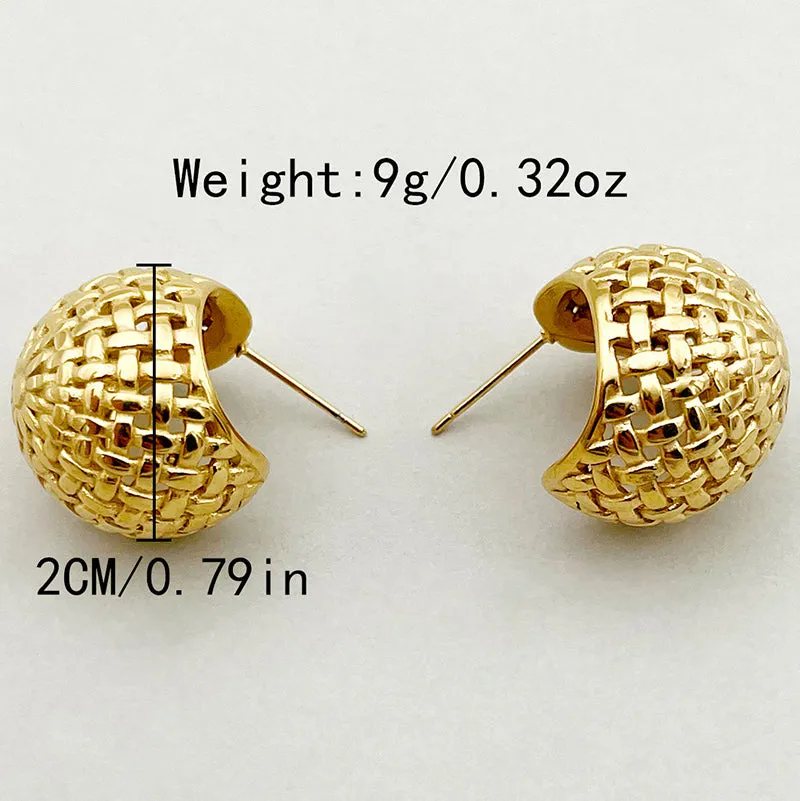 1 Pair Casual Modern Style Classic Style C Shape Plating Inlay Stainless Steel Zircon Gold Plated Ear Studs