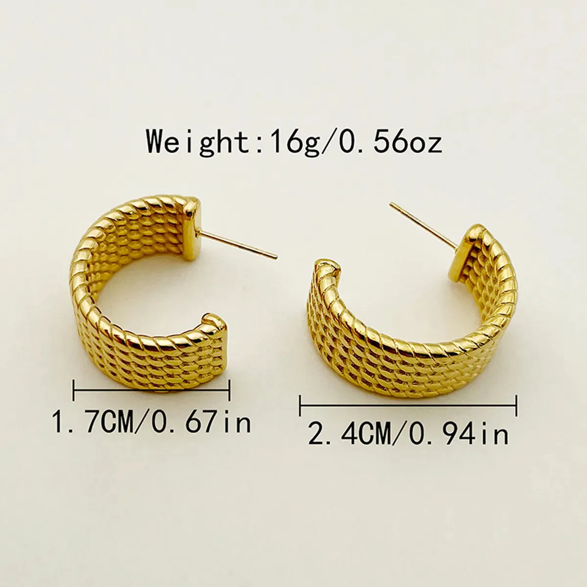 1 Pair Elegant Vintage Style Luxurious C Shape Polishing Plating Stainless Steel Gold Plated Ear Studs