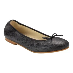 1627 - Black Soft Leather Flats for Girl by London Kids