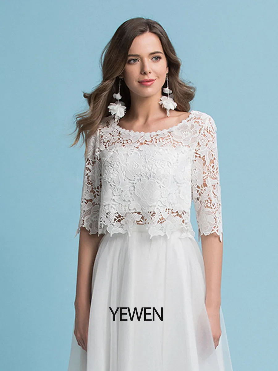 A-Line Bohemian Wedding Dresses Lace Top Beach Wedding Bridal Gown