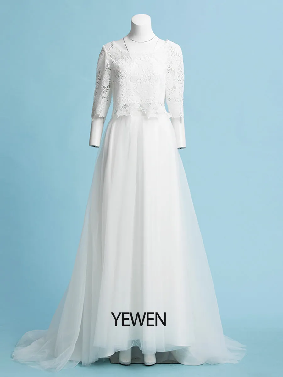 A-Line Bohemian Wedding Dresses Lace Top Beach Wedding Bridal Gown