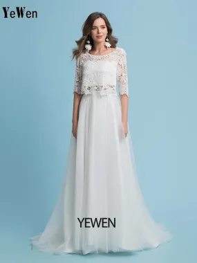 A-Line Bohemian Wedding Dresses Lace Top Beach Wedding Bridal Gown