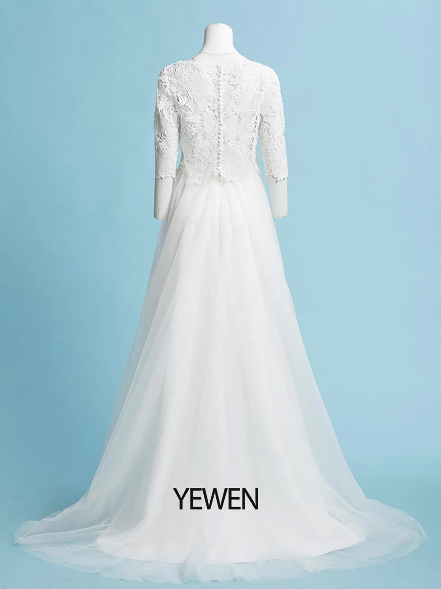 A-Line Bohemian Wedding Dresses Lace Top Beach Wedding Bridal Gown