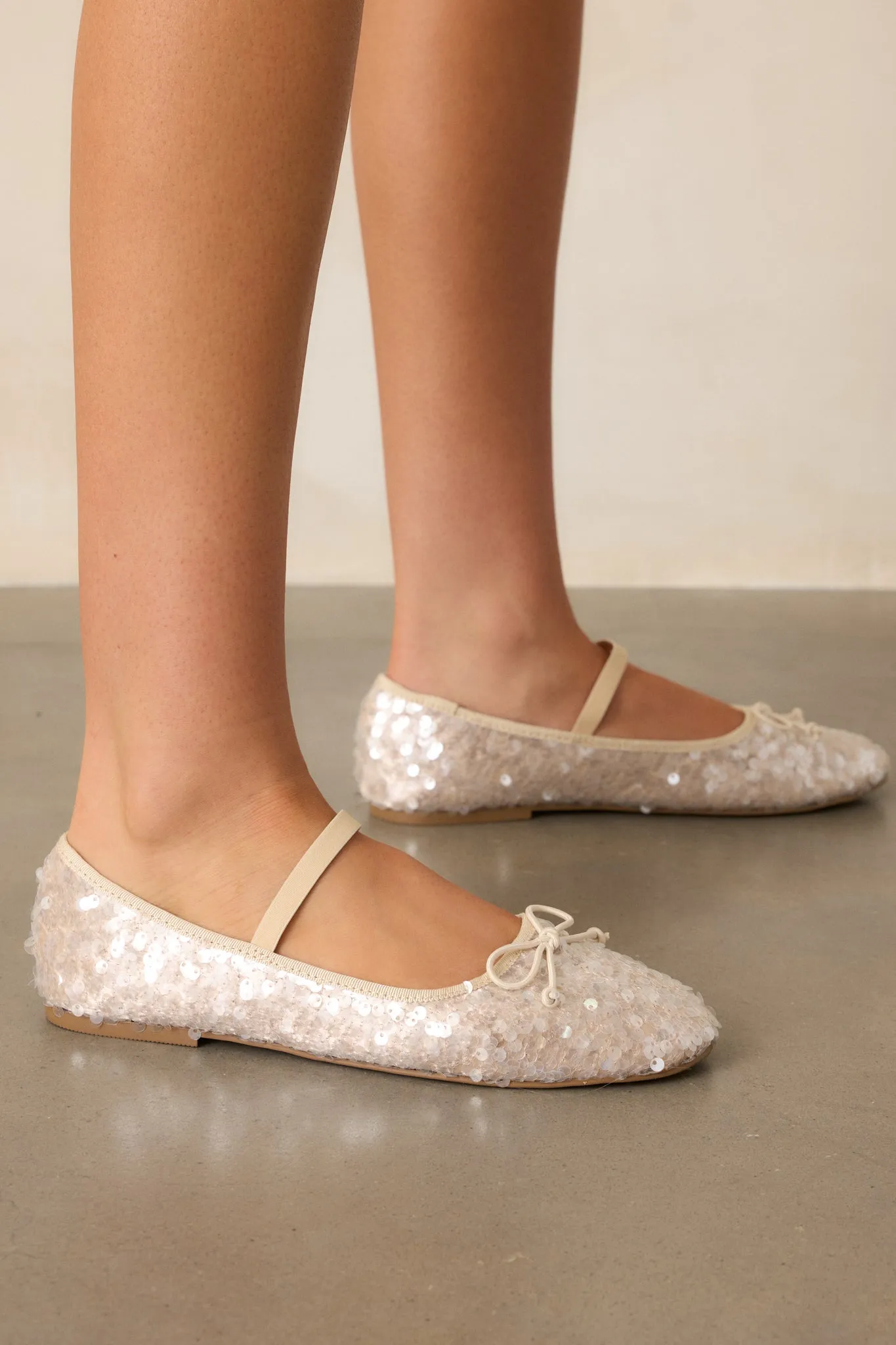 A Step Closer Ivory Pearlescent Sequin Ballet Flat