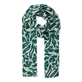 Allie Lightweight Scarf - Green/Cream, Floral