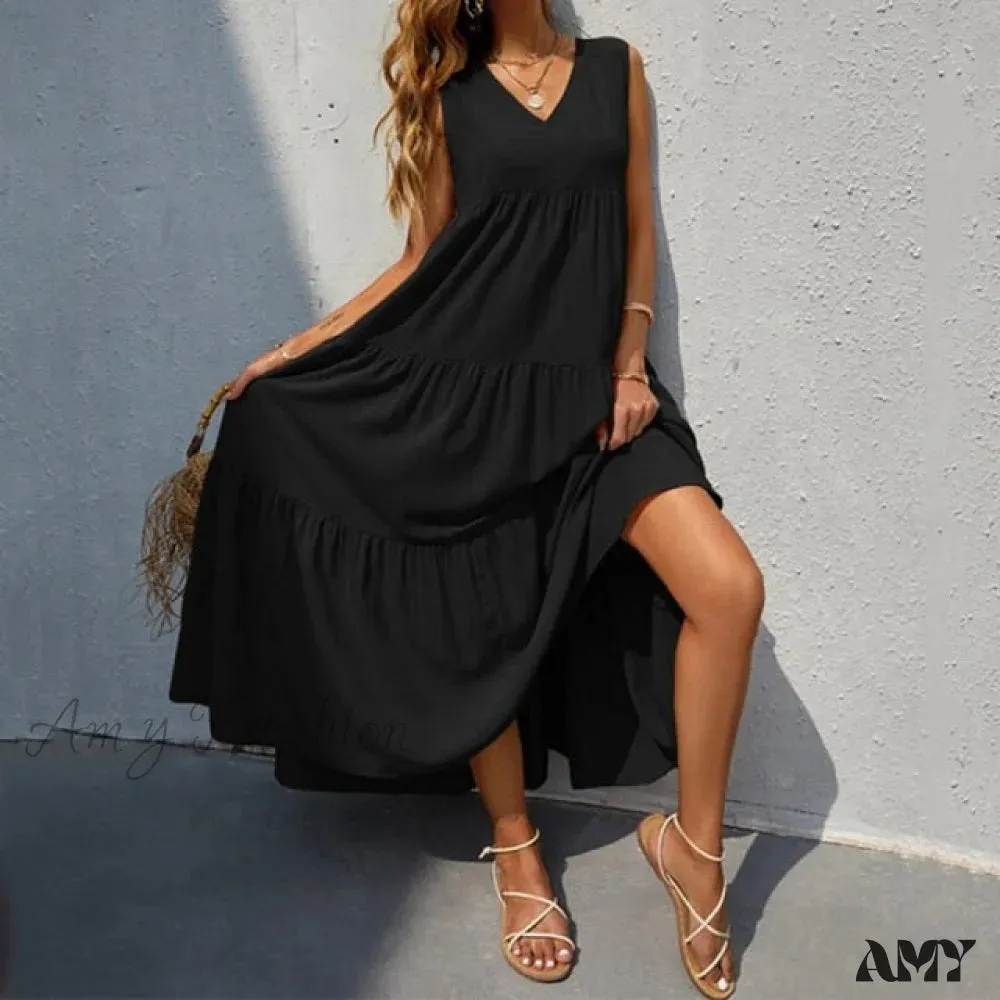 Amy Fashion - Long Sleeve Bohemian Ruffle Vintage Elegant Maxi Dresses