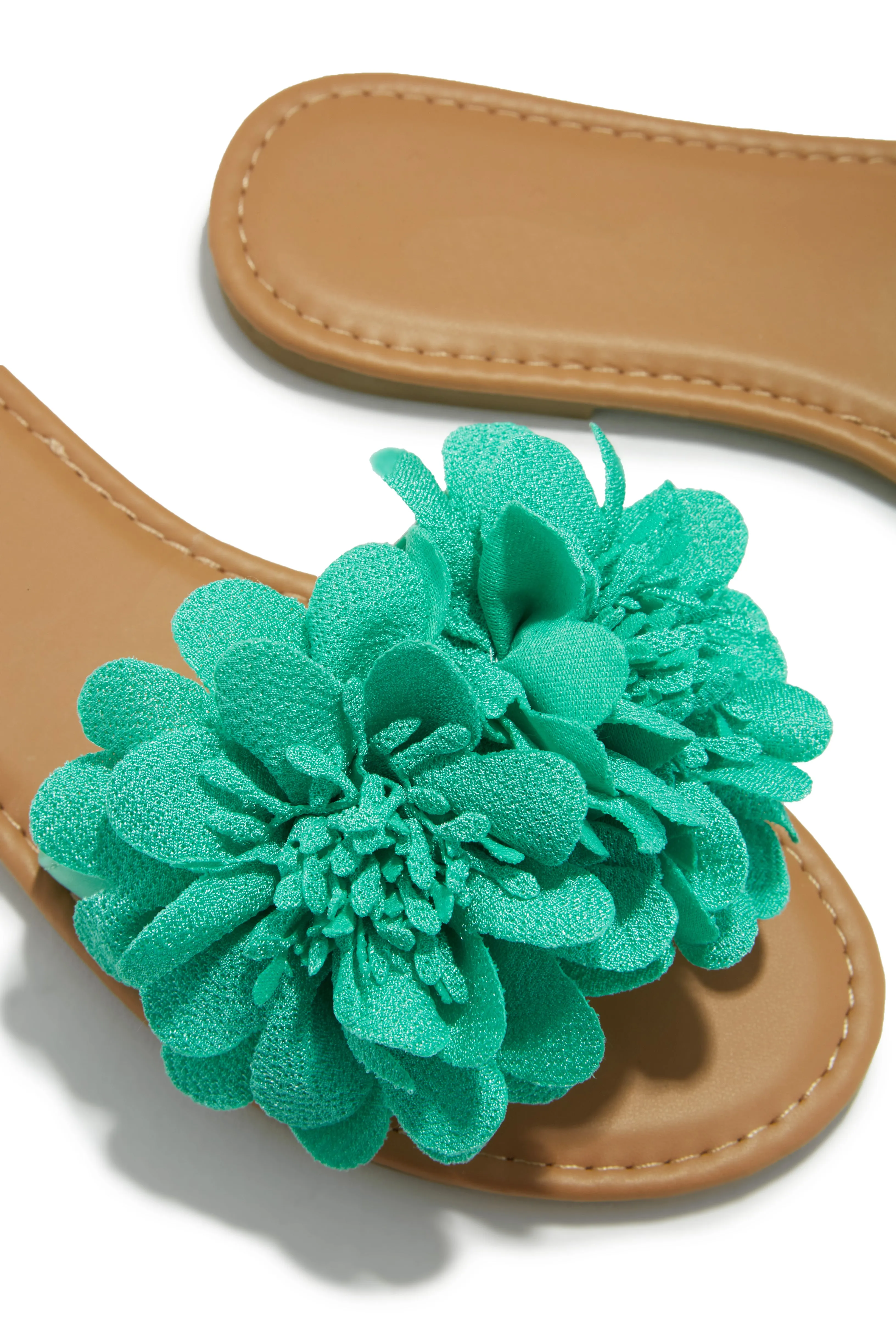 Analia Slip On Flower Sandals - Turquoise