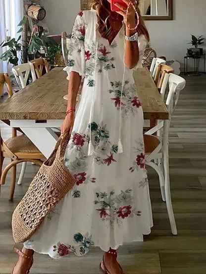 Ava - Elegant boho dress with tummy cover