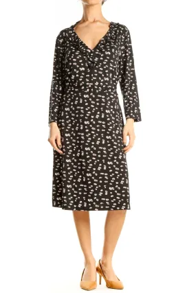 Black Bohemian Floral Print Sheath Dress