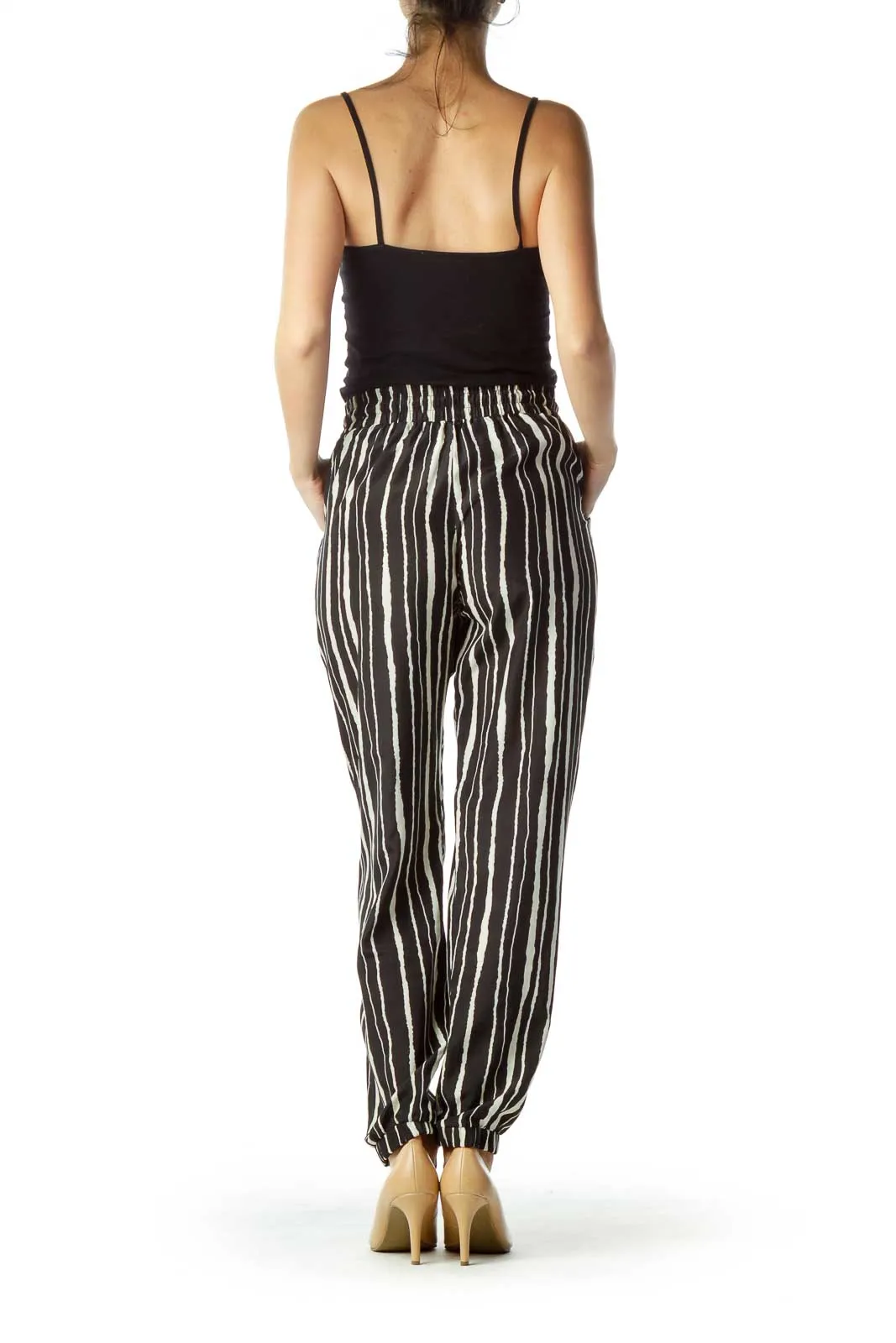 Black Cream Striped Soft Pant