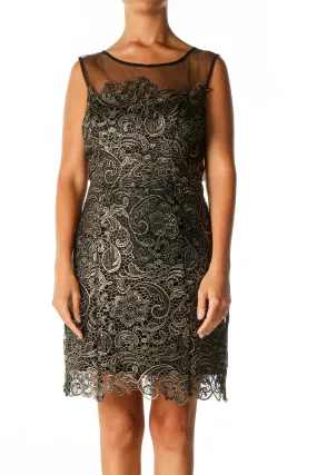 Black Lace Casual A-Line Dress