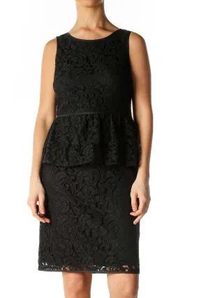 Black Lace Casual Sheath Dress