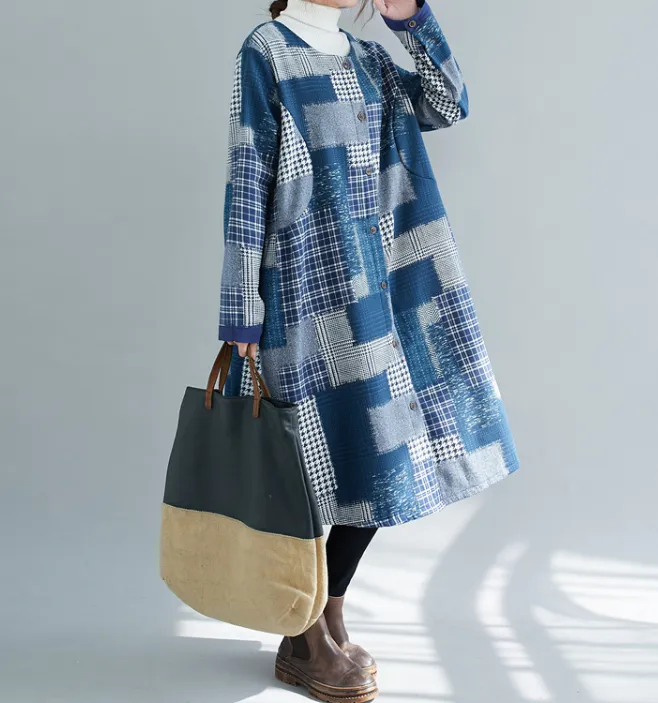 Blue Dresses Loose Winter Autumn Dresses Casual Women Dresses ZRL97213