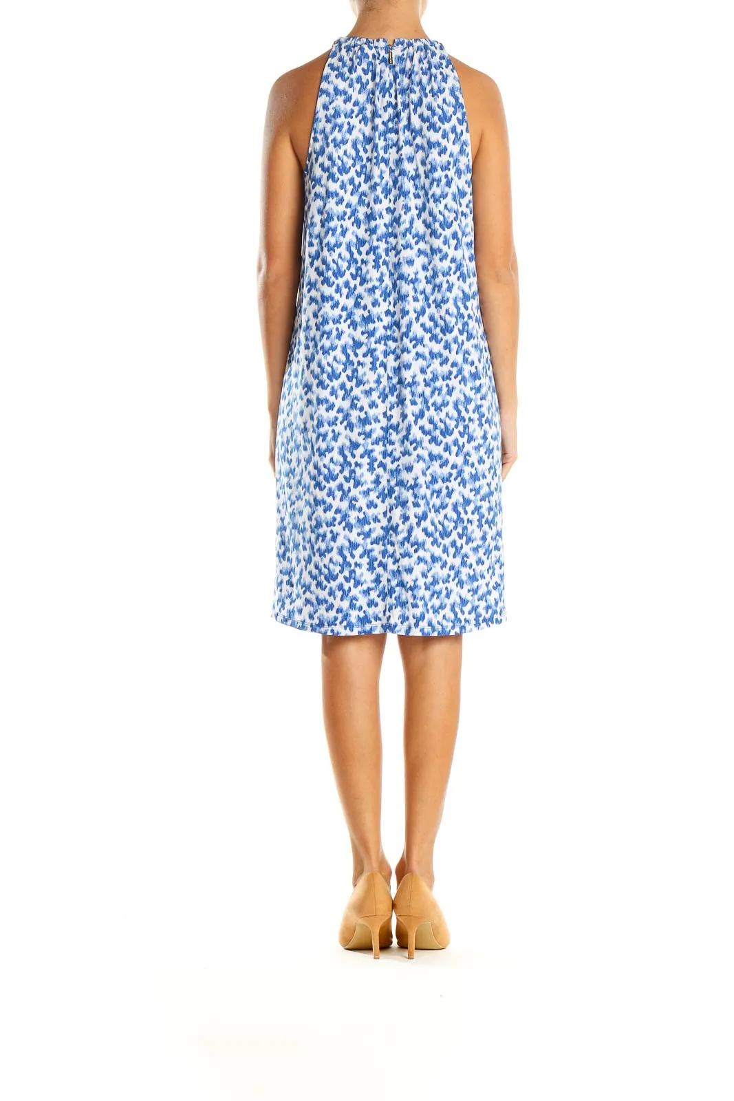 Blue Graphic Print Bohemian A-Line Dress