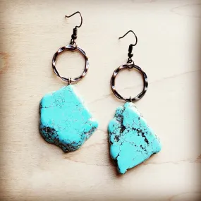 Blue Turquoise Chunky Earrings - Boho Western Jewelry