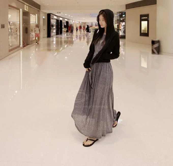 Bohemian Narrow Waist Long Sleeve Maxi Dress Long Dress