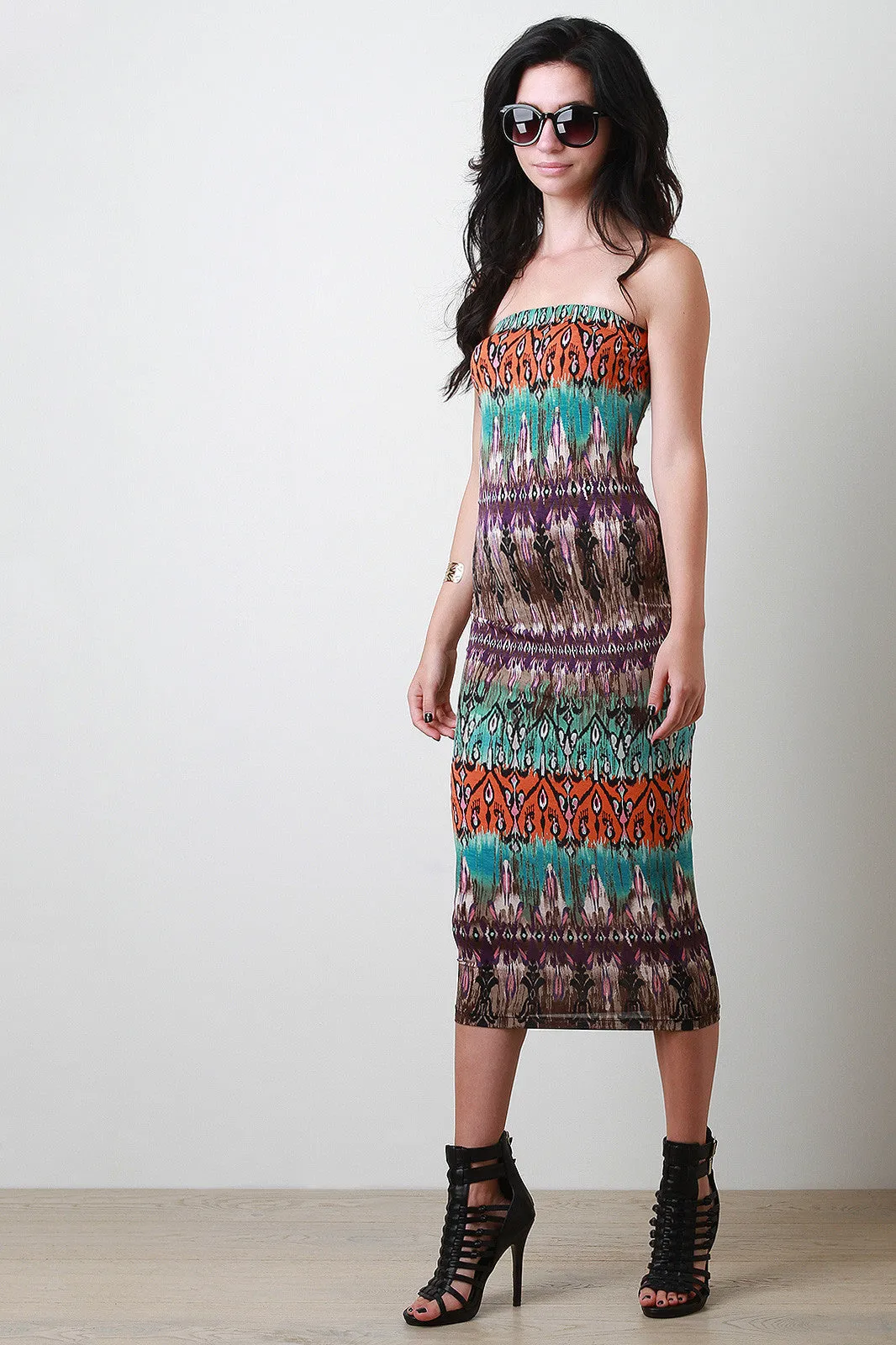 Bohemian Print Midi Dress