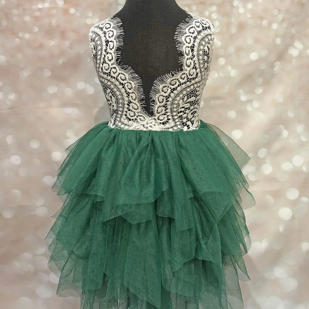 Boho Dreams Dress - Hunter Green Applique