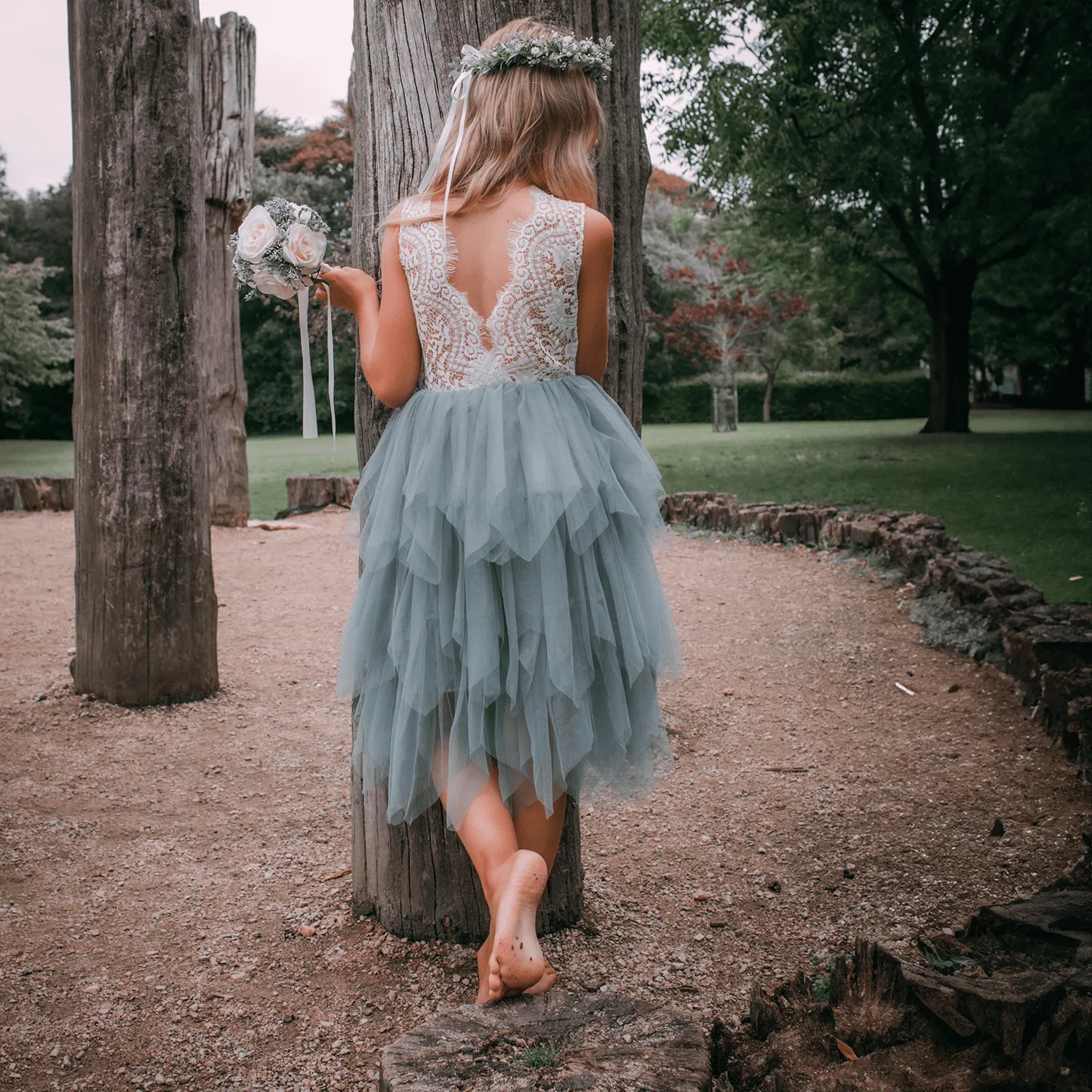 Boho Dreams Dress - Sage Green Applique