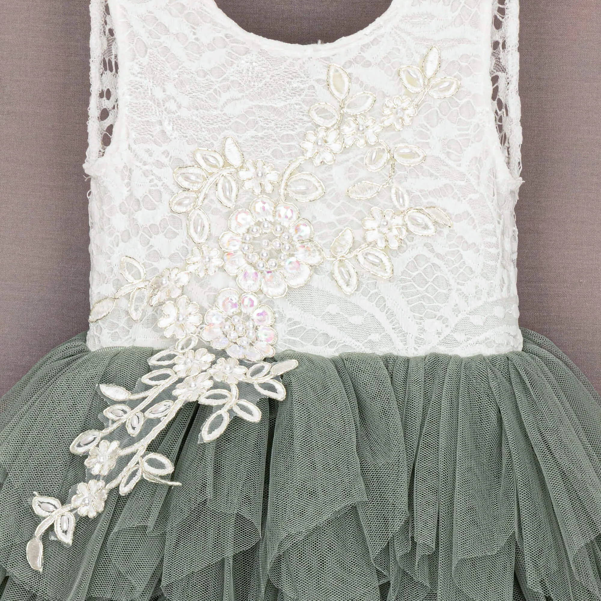 Boho Dreams Dress - Sage Green Applique