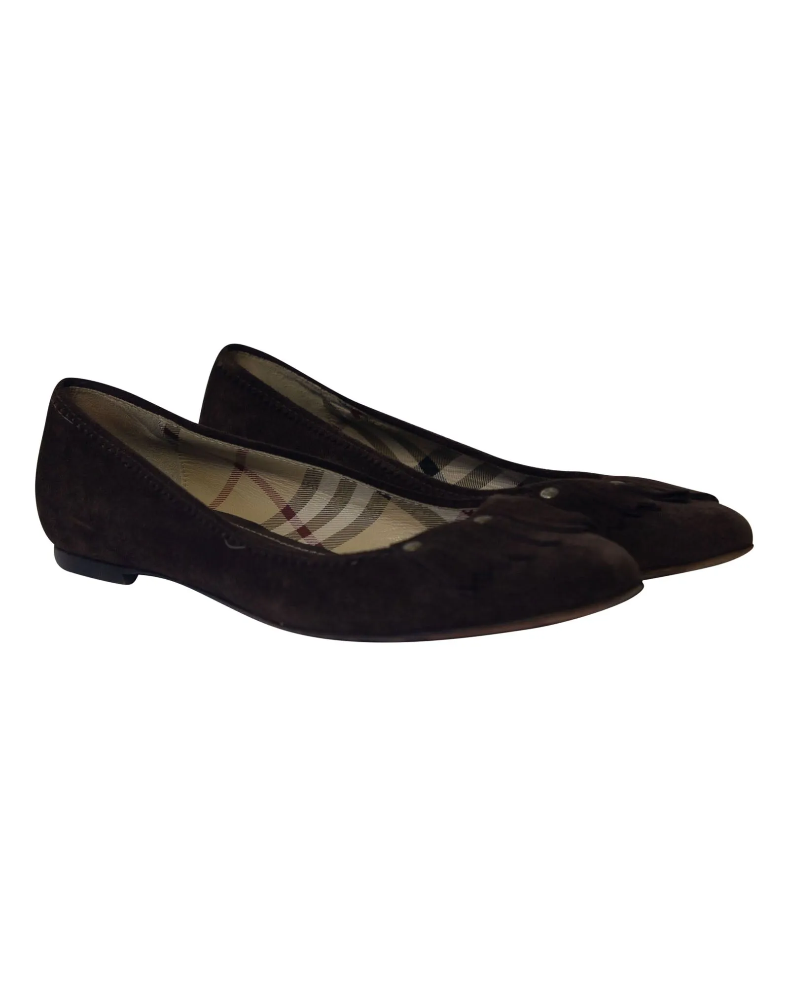 Burberry Ballet Flats in Brown Suede