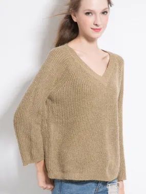 Casual Solid Loose Knit Sweaters