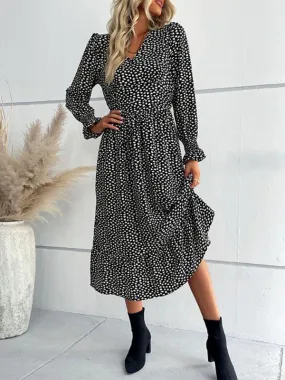 Chic Botanical Print Long Sleeve Dress for Women