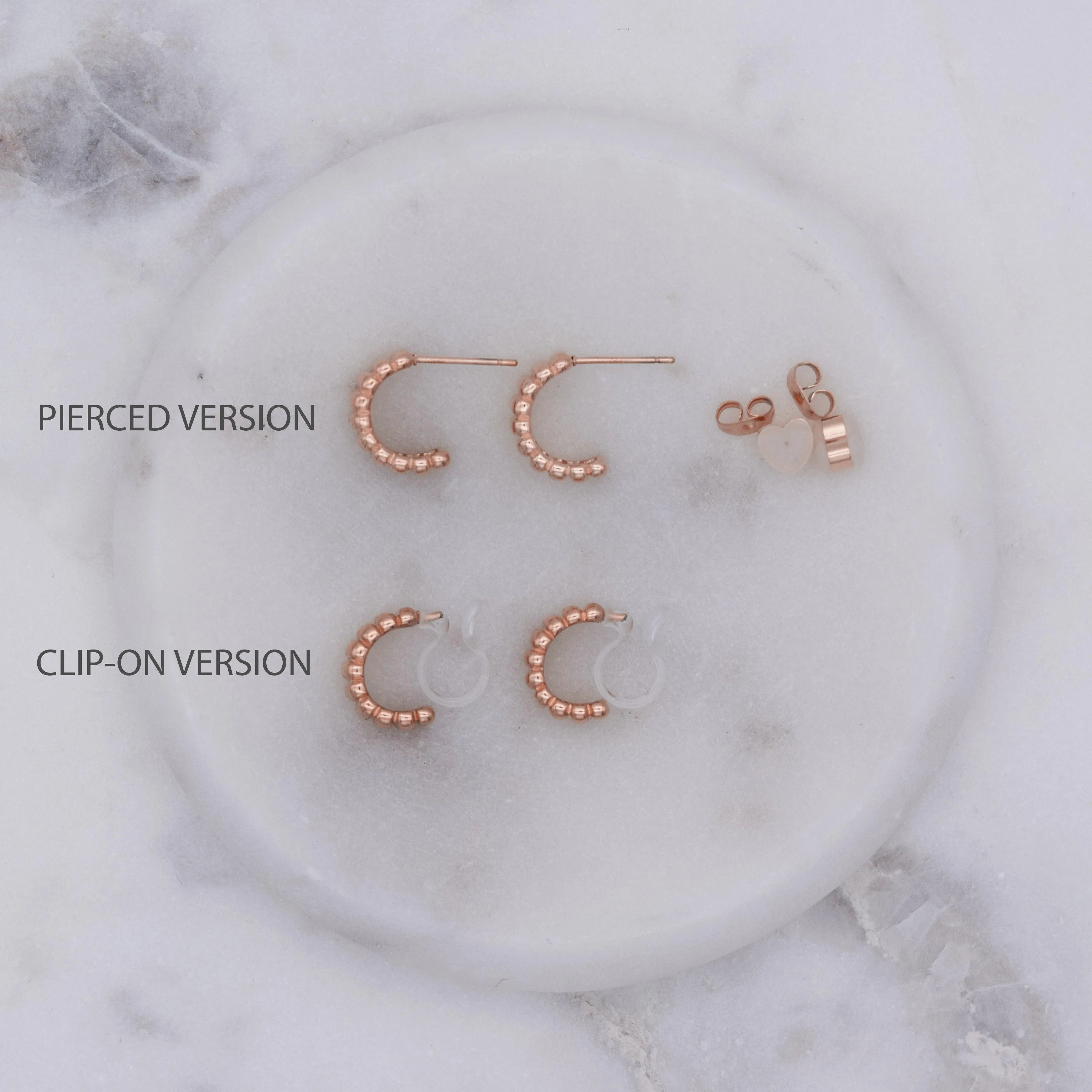 CHUNKY BAR HUGGIE HOOP EARRINGS IN ROSE GOLD