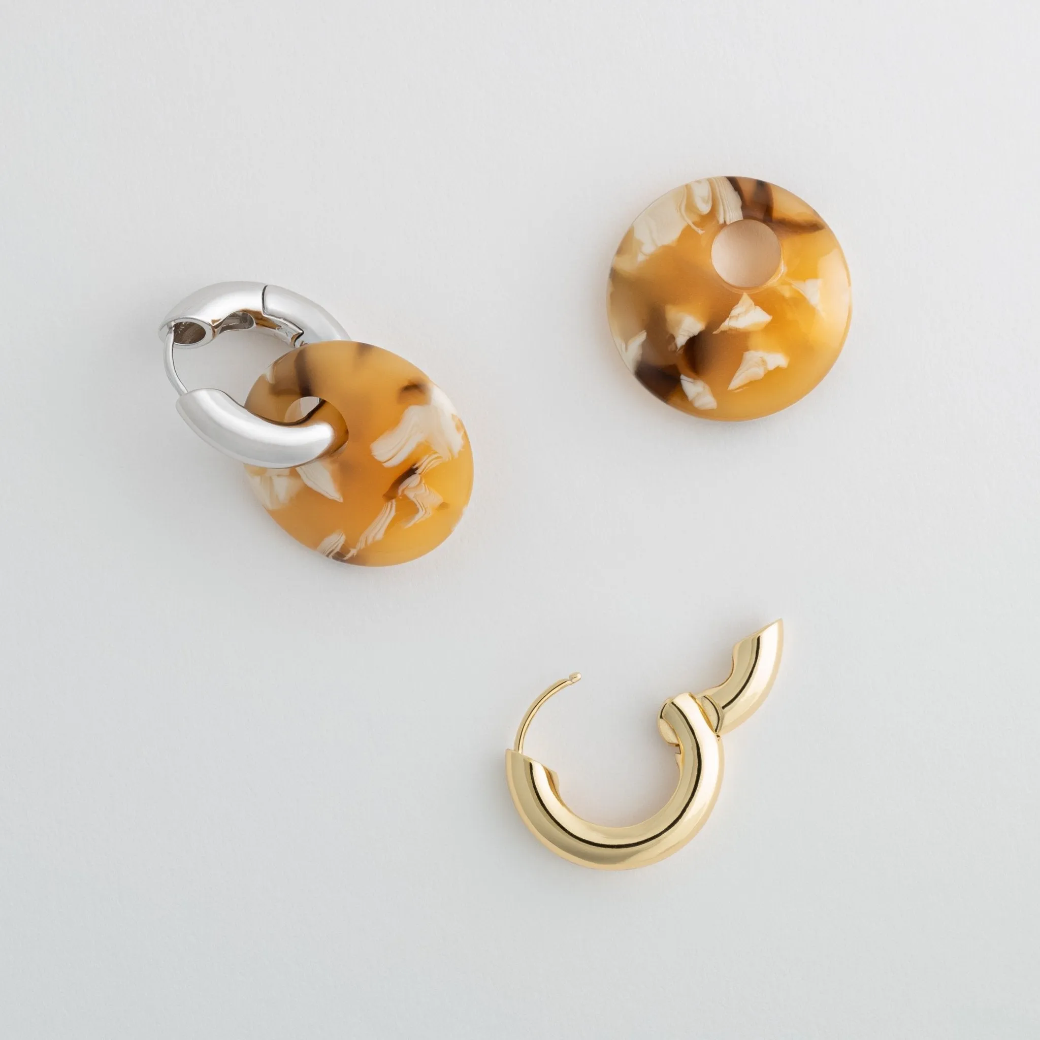 Chunky Disc Charms in Mango Tortoise