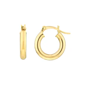 Chunky Gold Hoop Earrings 3 x 15 | Genuine 14K Yellow Gold