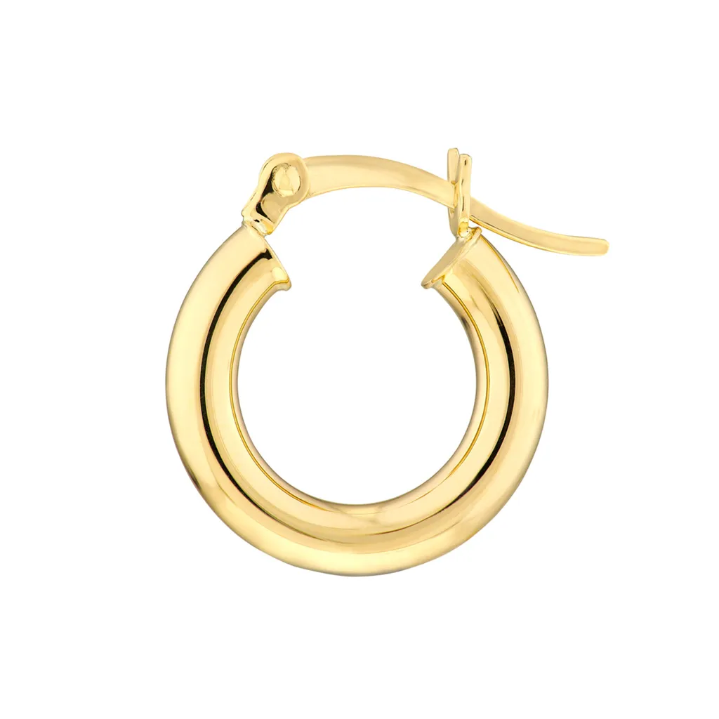 Chunky Gold Hoop Earrings 3 x 15 | Genuine 14K Yellow Gold