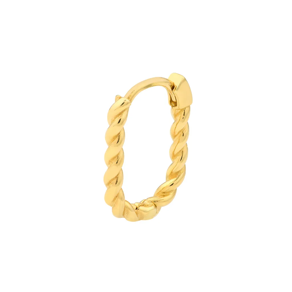 Chunky Gold Oval Twisted Hoop Earrings | Genuine 14K Yellow Gold