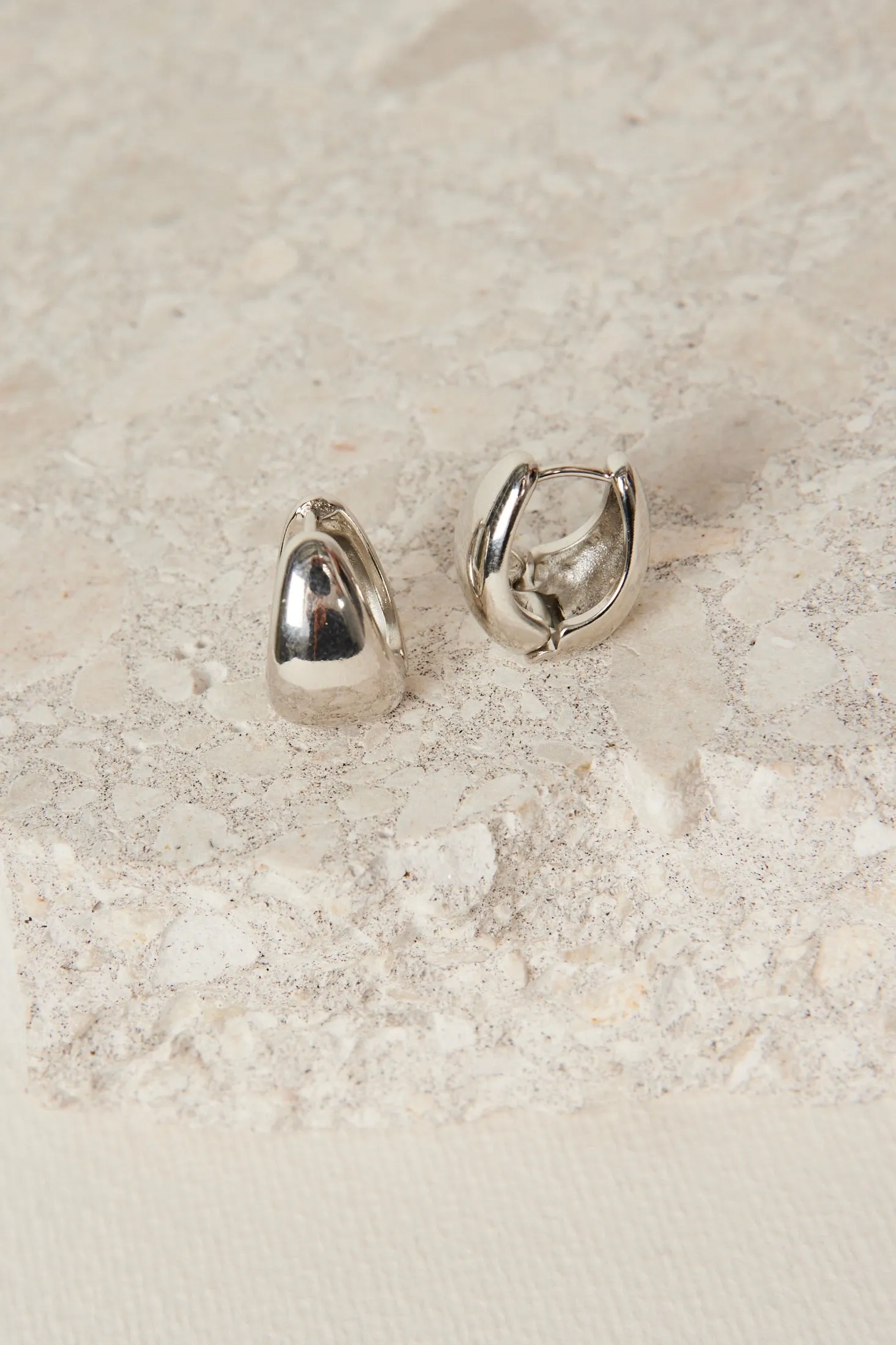 Chunky Oval Rhodium Earrings