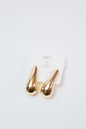 Chunky Teardrop Earrings, Gold