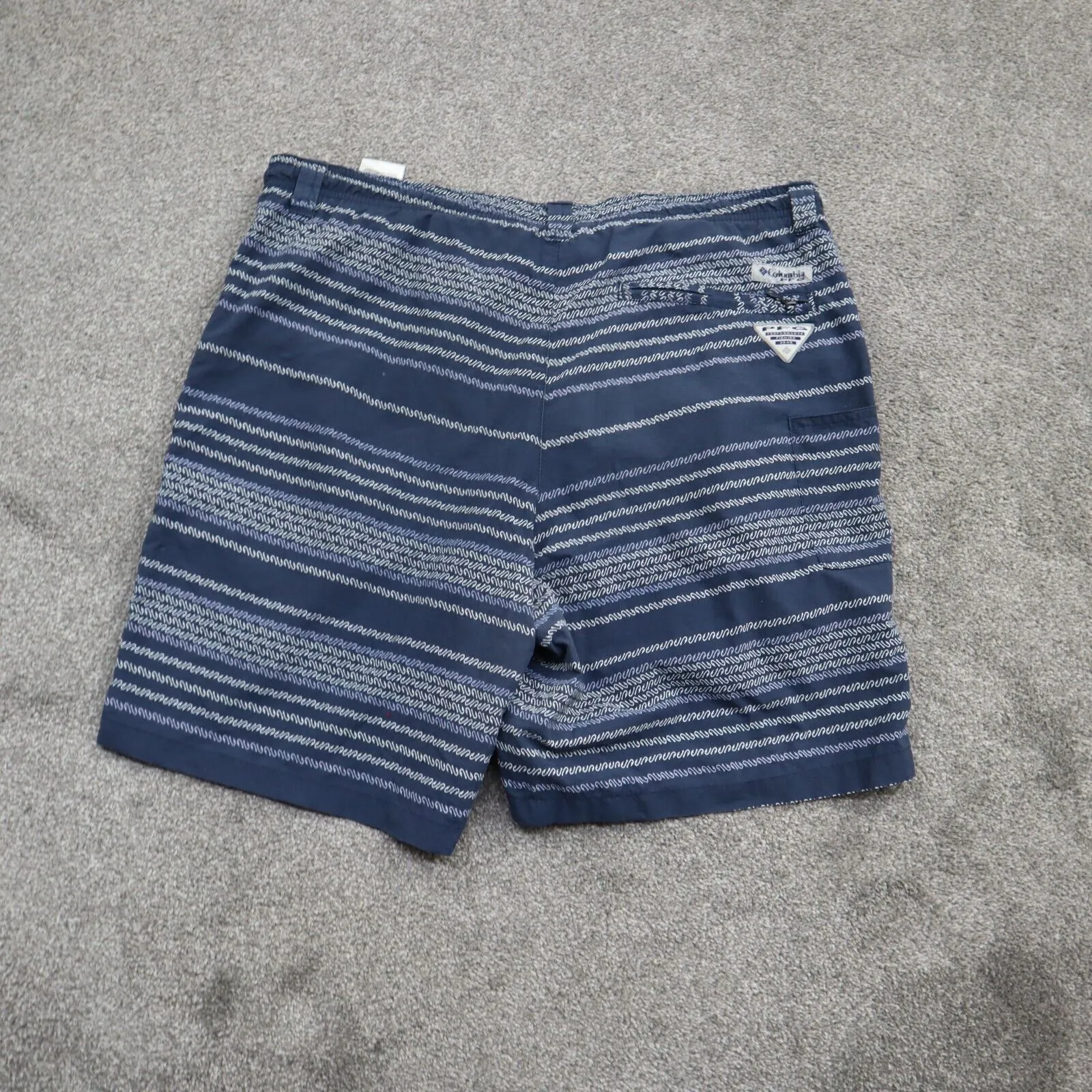 Columbia Sportswear Mens Chino Shorts Striped Blue Gray Size Small