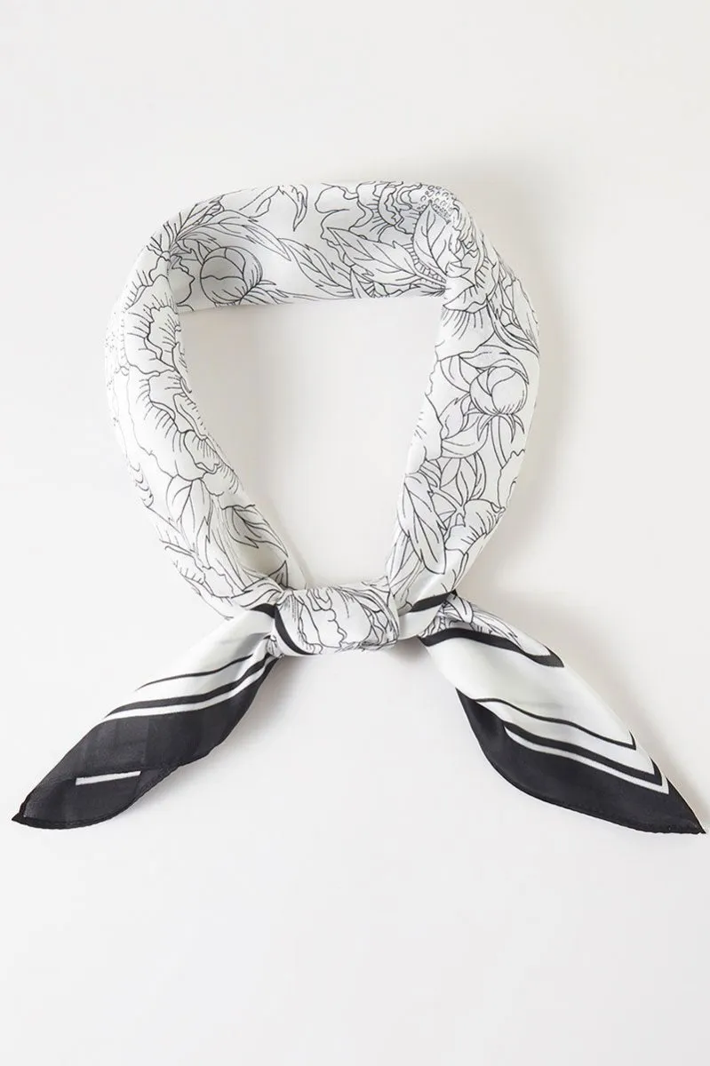 Coming Up Roses White Square Satin Scarf