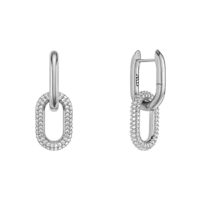 Crystal Link Earrings Silver