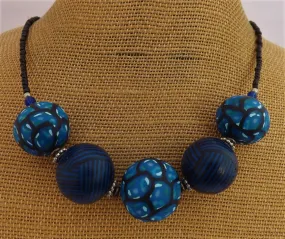 Dark Blue Kathryn Design 5 Bead Chunky Necklace