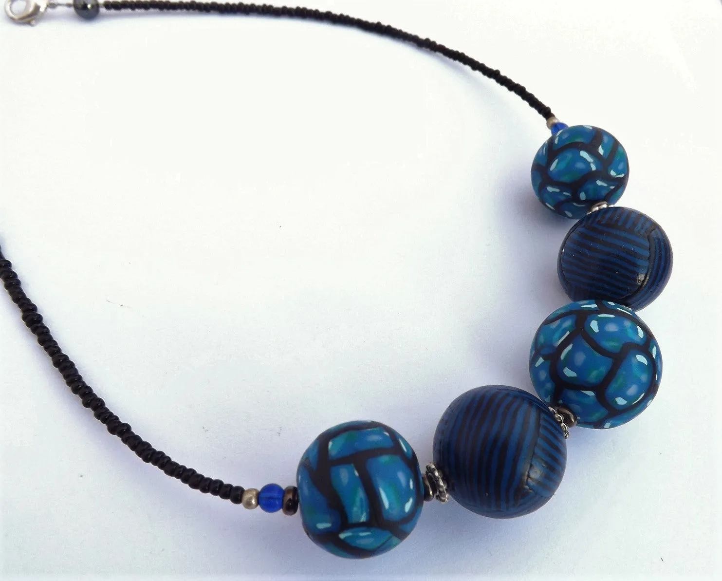 Dark Blue Kathryn Design 5 Bead Chunky Necklace