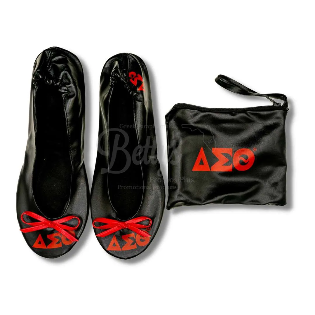 Delta Sigma Theta ΔΣΘ Printed Foldable Ballet Flats with Carrying Case