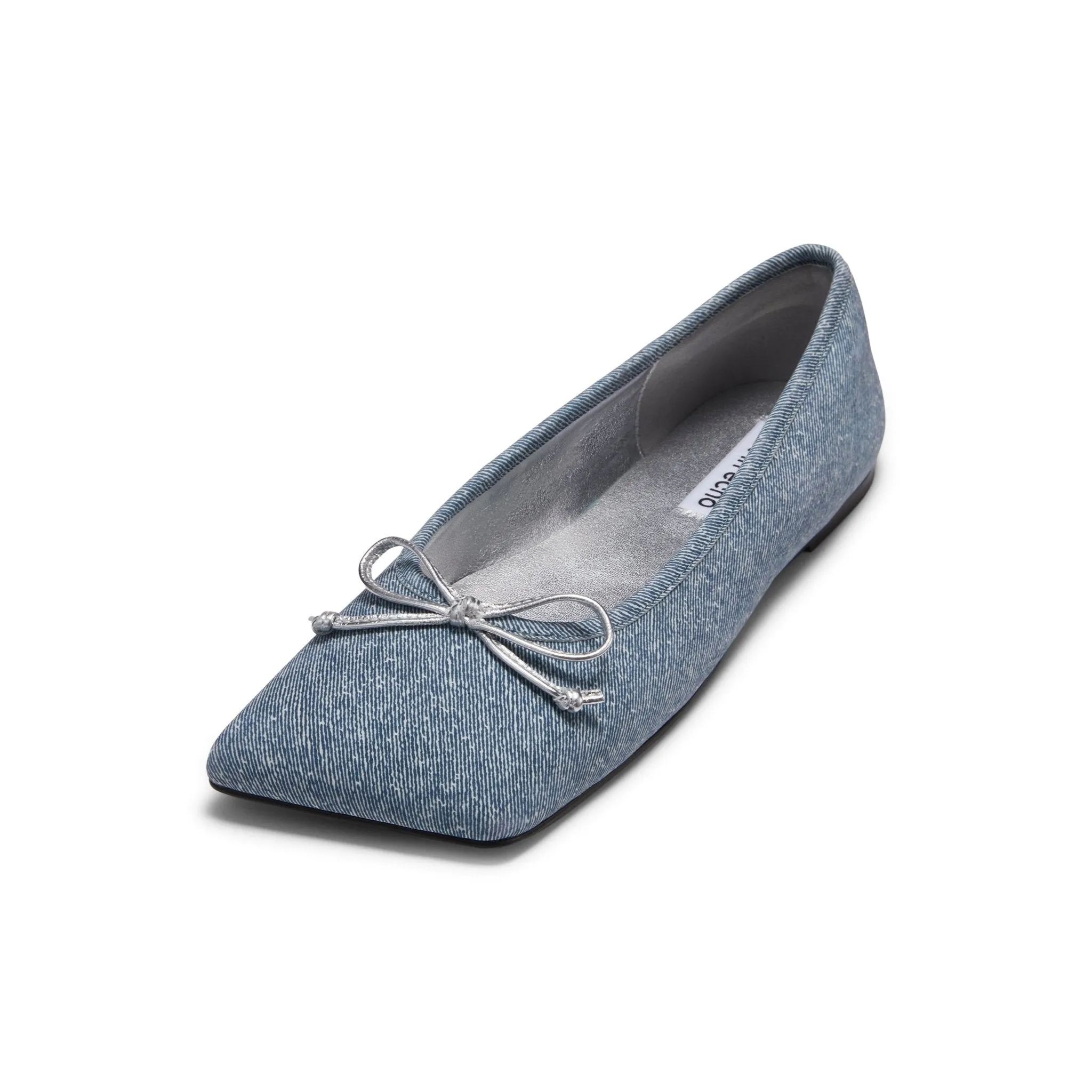 Denim Square Toe Bow Ballet Shoes