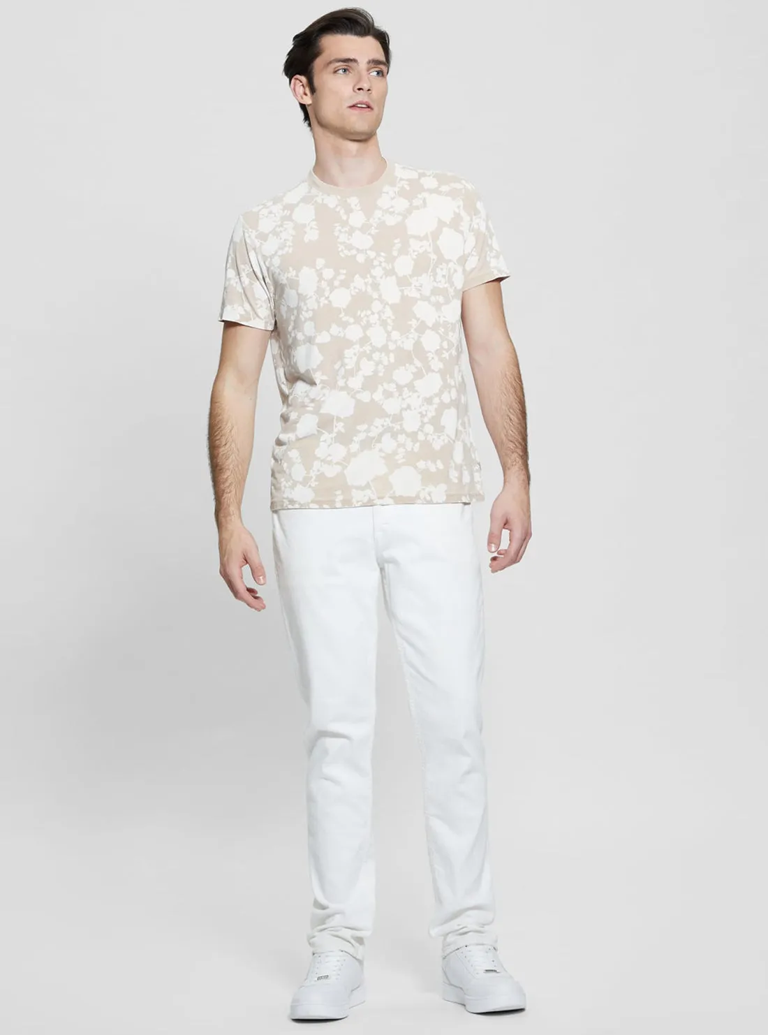 Eco Beige Floral Burnout T-Shirt