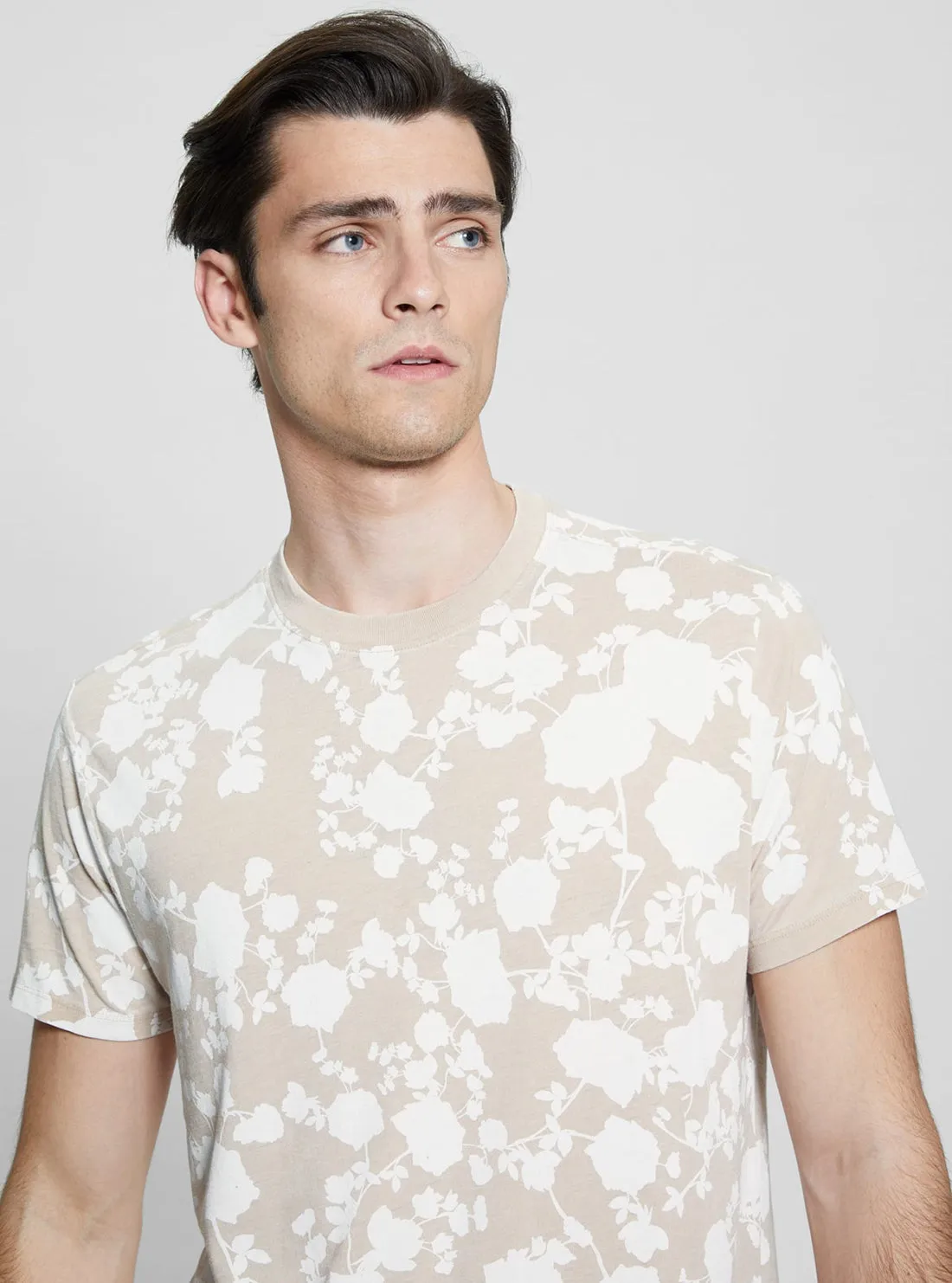 Eco Beige Floral Burnout T-Shirt