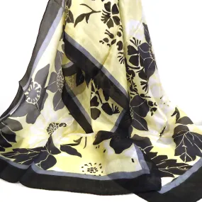 Floral Silk Scarf - Black/Yellow