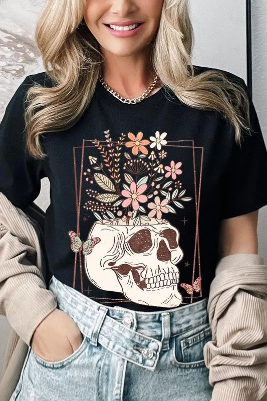 Floral Skull Graphic Tee