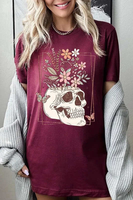 Floral Skull Graphic Tee