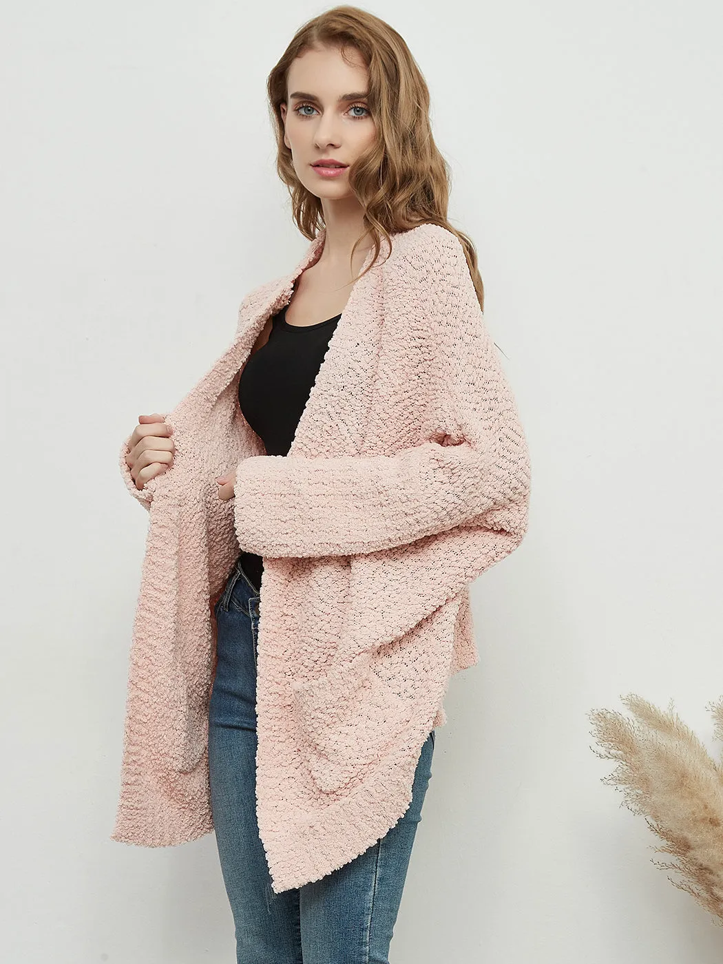 Fuzzy Chunky Cardigan Batwing Sleeve Lightweight duster Sherpa Slouchy Open Sweater Coat