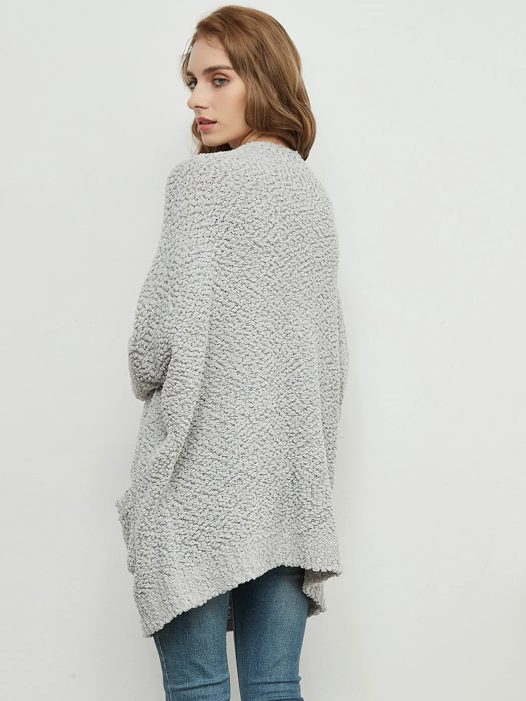 Fuzzy Chunky Cardigan Batwing Sleeve Lightweight duster Sherpa Slouchy Open Sweater Coat