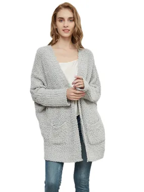 Fuzzy Chunky Cardigan Batwing Sleeve Lightweight duster Sherpa Slouchy Open Sweater Coat