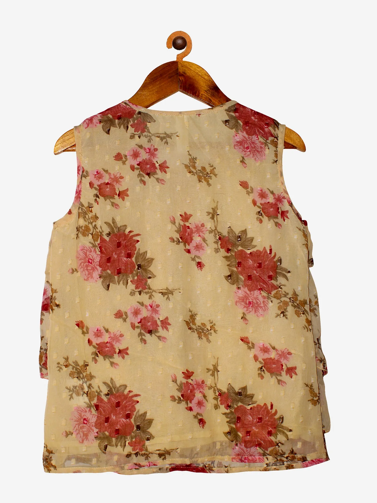 Girls Floral Printed Georgette Sleeveless Top